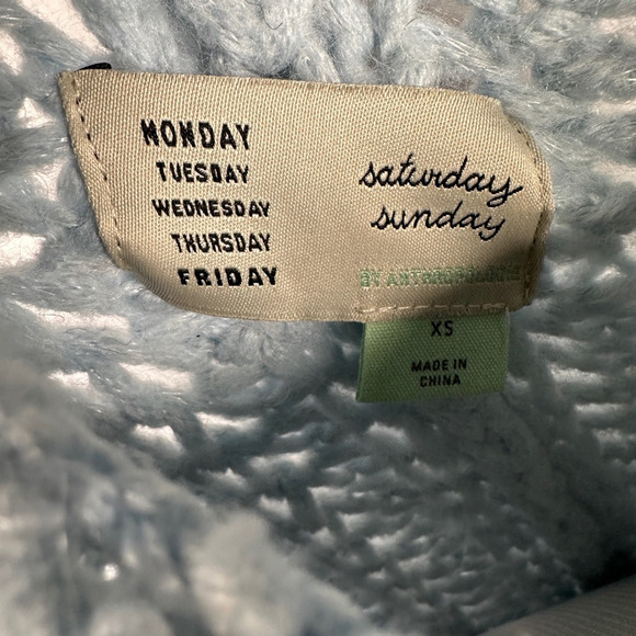Saturday Sunday Anthropologie Chunky Sweater Womens XS Tight Knit Blue Pullover - Picture 10 of 10